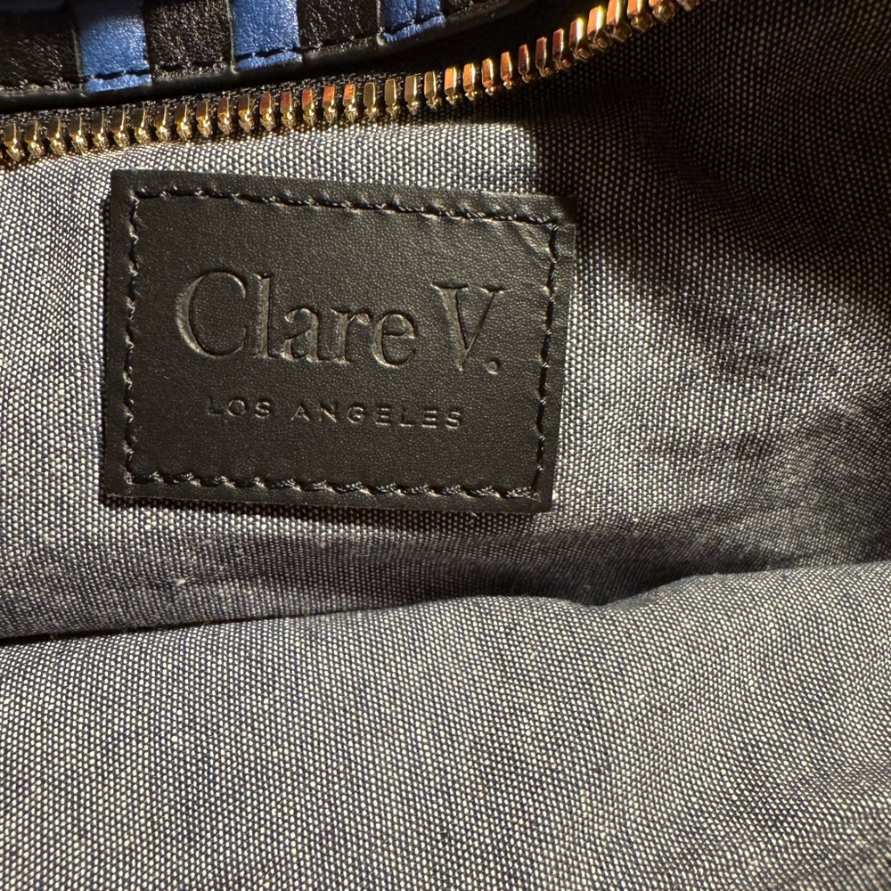 Clare V. Blue & Black Woven Shoulder Bag - Picture 3 of 3